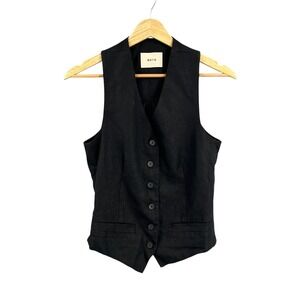 Matin Black Linen Waistcoat Vest Women's Size AU 6 / US 2 Sleeveless Tailored